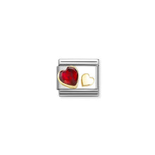 Load image into Gallery viewer, COMPOSABLE CLASSIC LINK 030611/05 RED CZ &amp; GOLD HEARTS IN GOLD
