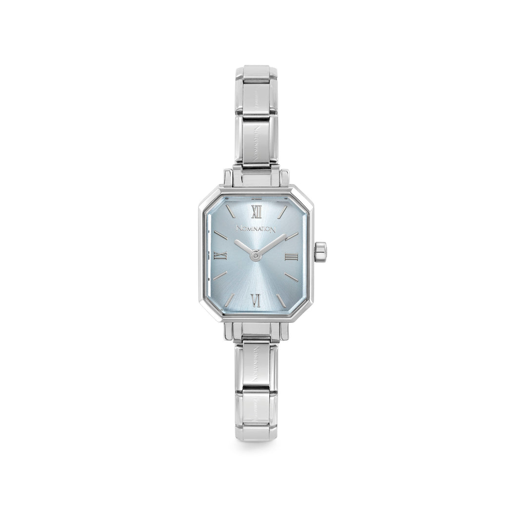 WATCH PARIS 076037/015 STAINLESS STEEL & RECTANGLE CELESTIAL BLUE DIAL