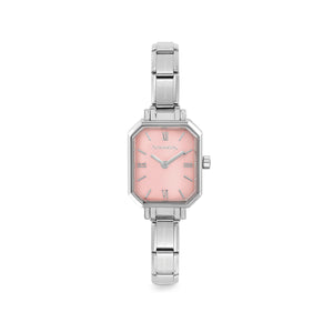 WATCH PARIS 076037/033 STAINLESS STEEL & RECTANGLE ROSE PINK DIAL