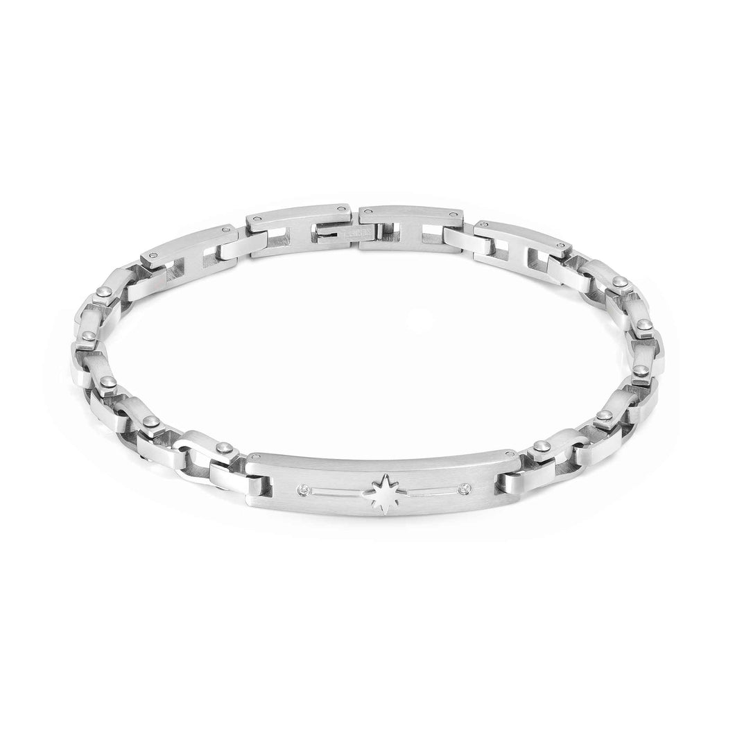 MANVISION CHAIN BRACELET 133000/014 WIND ROSE WHITE CZ