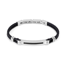 Load image into Gallery viewer, MANVISION BRACELET 133001/007 BLACK VEGAN LEATHER WITH BLACK CZ
