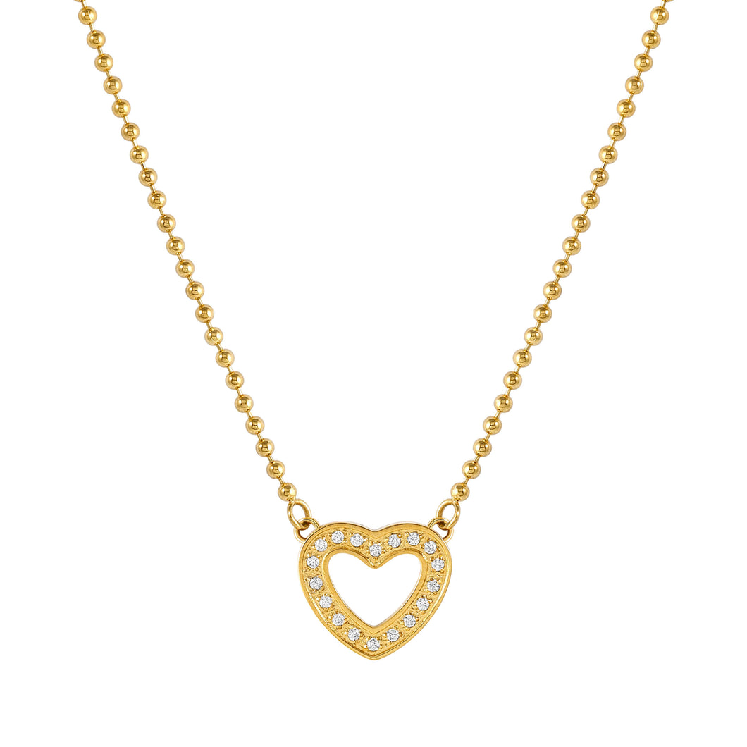 SOFFIO D'AMORE NECKLACE 134007/022 GOLD CZ HEART PENDANT