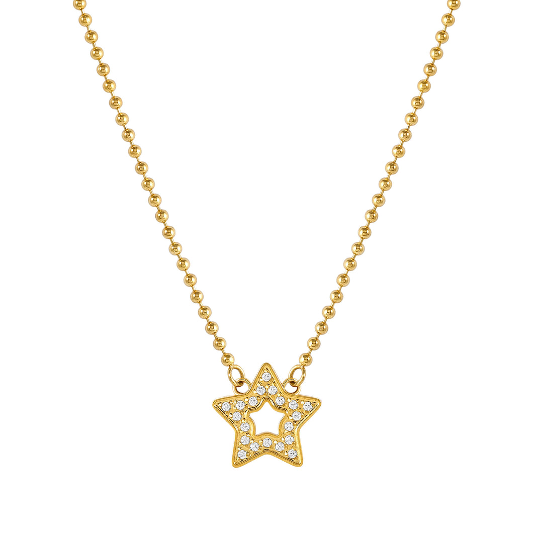 SOFFIO D'AMORE NECKLACE 134007/023 GOLD CZ STAR PENDANT