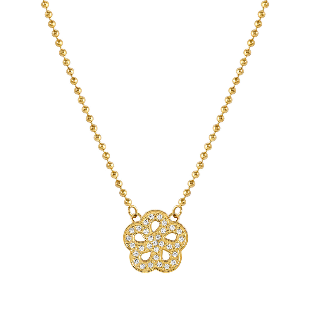 SOFFIO D'AMORE NECKLACE 134007/059 GOLD CZ FLOWER PENDANT