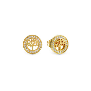 SOFFIO D'AMORE EARRINGS 134008/017 GOLD TREE OF LIFE WITH CZ