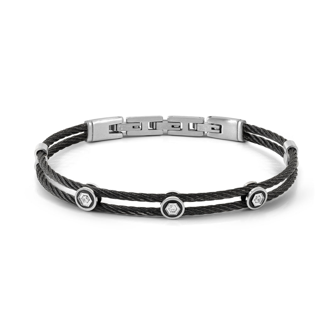 #SEALOVER BRACELET 135003/001 BLACK PVD STAINLESS STEEL WITH SCREW & CZ DETAILS