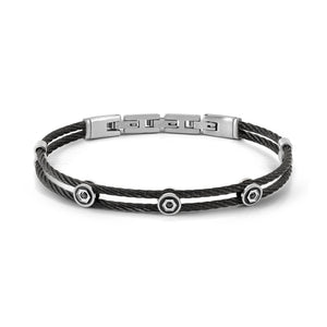 #SEALOVER BRACELET 135003/007 BLACK PVD STAINLESS STEEL WITH SCREW & BLACK CZ DETAILS