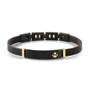 #SEALOVER BRACELET 135005/002 BLACK MILANO MESH STRAP & GOLD ANCHOR DETAIL