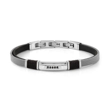 Load image into Gallery viewer, #SEALOVER BRACELET 135008/007 MILANO MESH &amp; ECO-LEATHER STRAP WITH BLACK CZ
