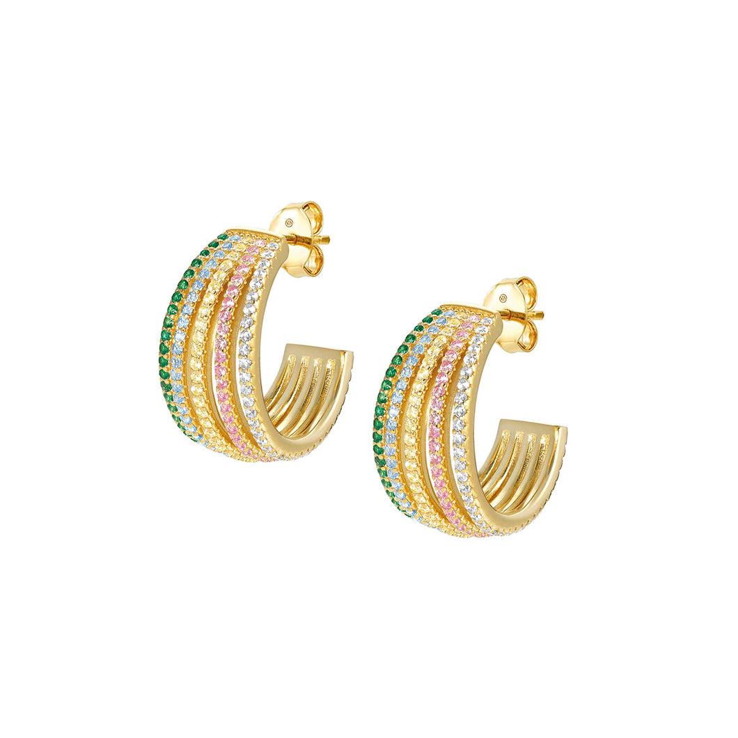 LOVELIGHT EARRINGS 149708/024 GOLD STUDS WITH RAINBOW CZ