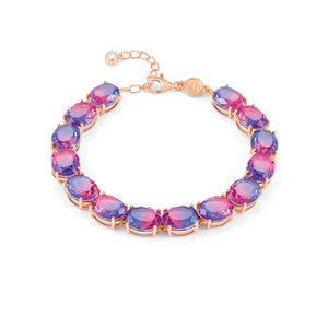 SYMBIOSI BRACELET 240802/030 ROSE GOLD WITH PURPLE AND PINK TWO-TONE STONES