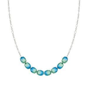SYMBIOSI NECKLACE 240804/025 SILVER WITH BLUE AND GREEN TWO-TONE STONES