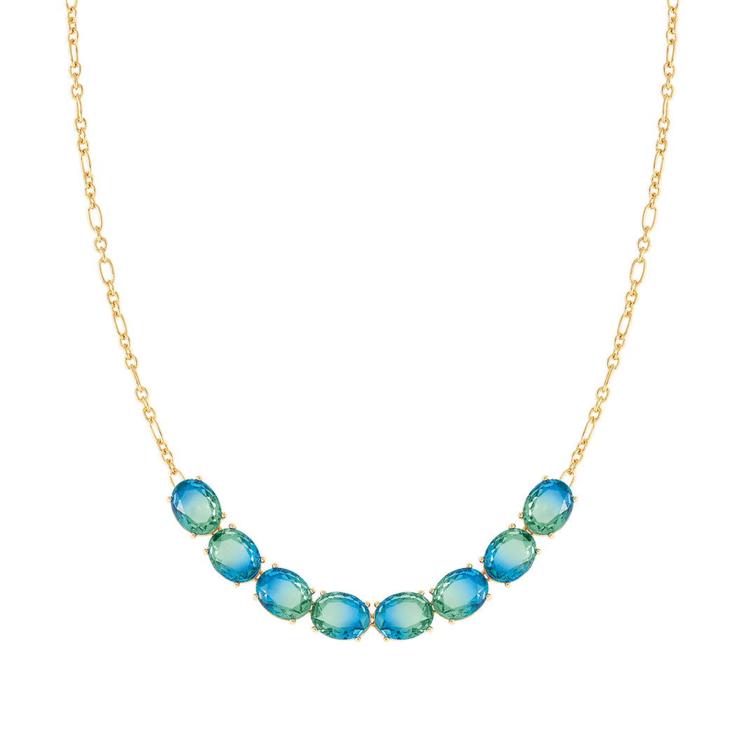 SYMBIOSI NECKLACE 240804/026 GOLD WITH BLUE AND GREEN TWO-TONE STONES