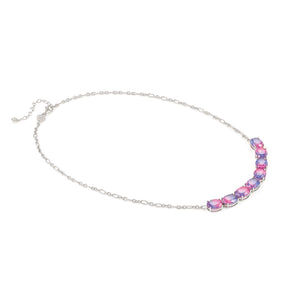 SYMBIOSI NECKLACE 240804/028 SILVER WITH PINK AND PURPLE TWO-TONE STONES