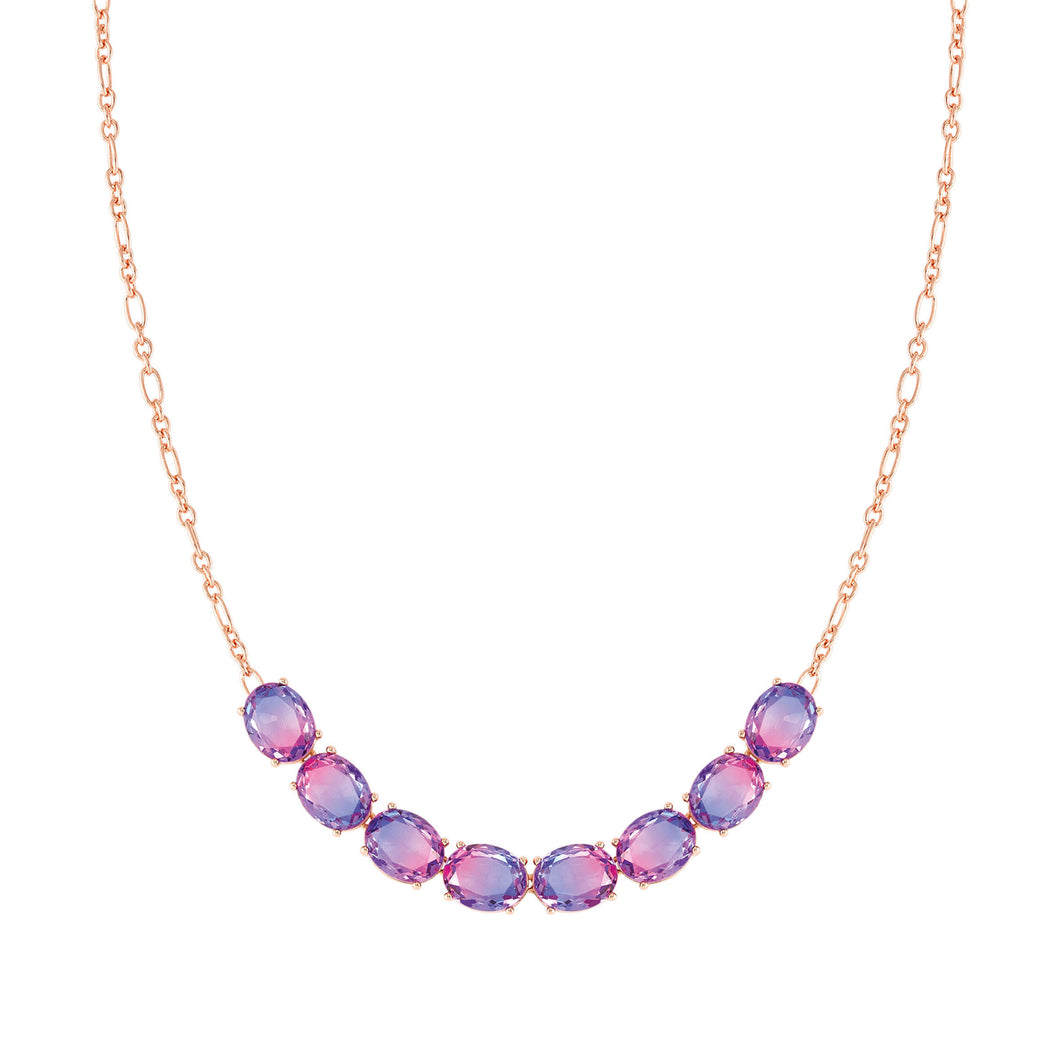 SYMBIOSI NECKLACE 240804/030 ROSE GOLD WITH PINK AND PURPLE TWO-TONE STONES