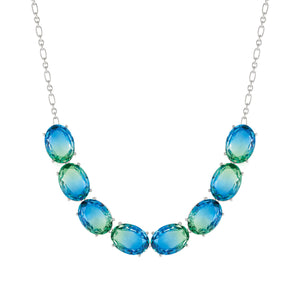 SYMBIOSI NECKLACE 240805/025 SILVER WITH LARGE BLUE AND GREEN TWO-TONE STONES