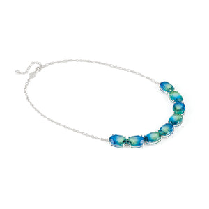 SYMBIOSI NECKLACE 240805/025 SILVER WITH LARGE BLUE AND GREEN TWO-TONE STONES