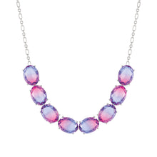 Load image into Gallery viewer, SYMBIOSI NECKLACE 240805/028 SILVER WITH LARGE PINK AND PURPLE TWO-TONE STONES
