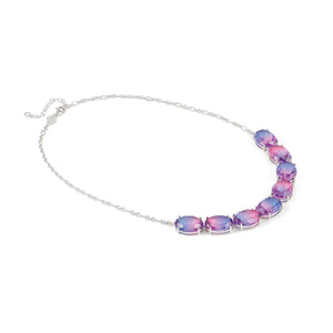 SYMBIOSI NECKLACE 240805/028 SILVER WITH LARGE PINK AND PURPLE TWO-TONE STONES