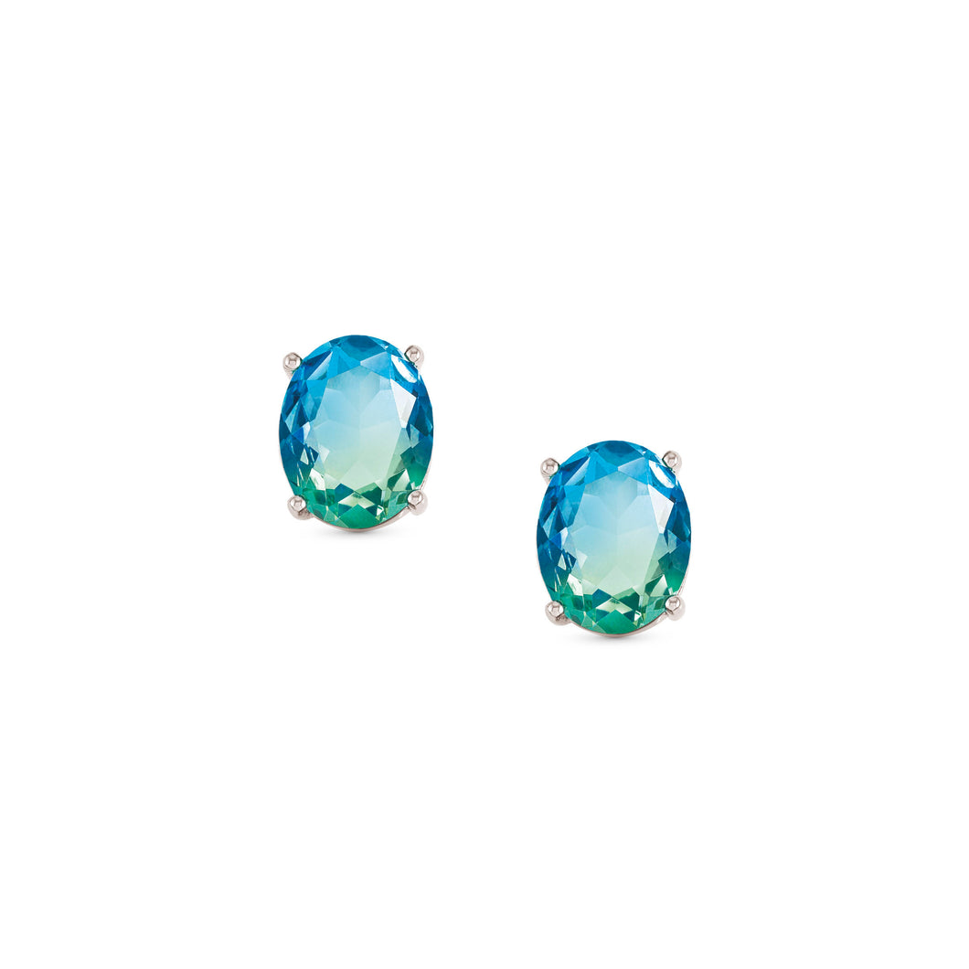 SYMBIOSI EARRINGS 240806/025 SILVER WITH BLUE AND GREEN TWO-TONE STONES