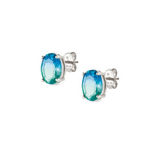 Load image into Gallery viewer, SYMBIOSI EARRINGS 240806/025 SILVER WITH BLUE AND GREEN TWO-TONE STONES
