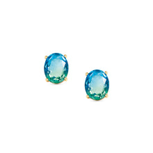 Load image into Gallery viewer, SYMBIOSI EARRINGS 240806/026 GOLD WITH BLUE AND GREEN TWO-TONE STONES
