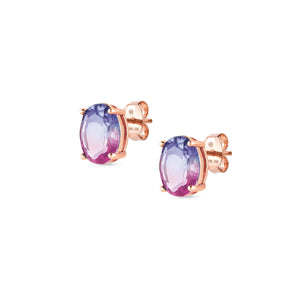 SYMBIOSI EARRINGS 240806/030 ROSE GOLD WITH PINK AND PURPLE TWO-TONE STONES