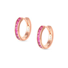 Load image into Gallery viewer, CARISMATICA EARRINGS 240906/032 ROSE GOLD HOOPS WITH PINK CZ
