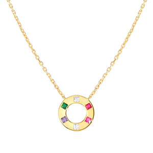 CARISMATICA NECKLACE 240911/020 GOLD CIRCLE WITH COLOURFUL CZ