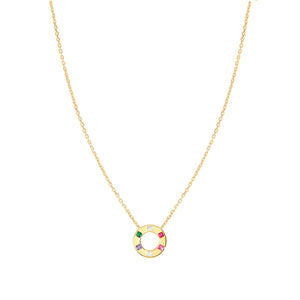 CARISMATICA NECKLACE 240911/020 GOLD CIRCLE WITH COLOURFUL CZ