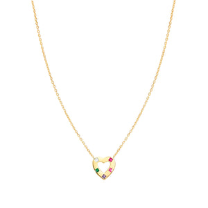 CARISMATICA NECKLACE 240911/021 GOLD HEART WITH COLOURFUL CZ