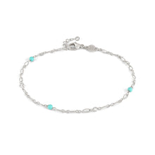 Load image into Gallery viewer, ANKLET 241000/003 SILVER CHAIN WITH TURQUOISE &amp; CZ
