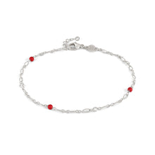 Load image into Gallery viewer, ANKLET 241000/005 SILVER CHAIN WITH RED CORAL STONES &amp; CZ
