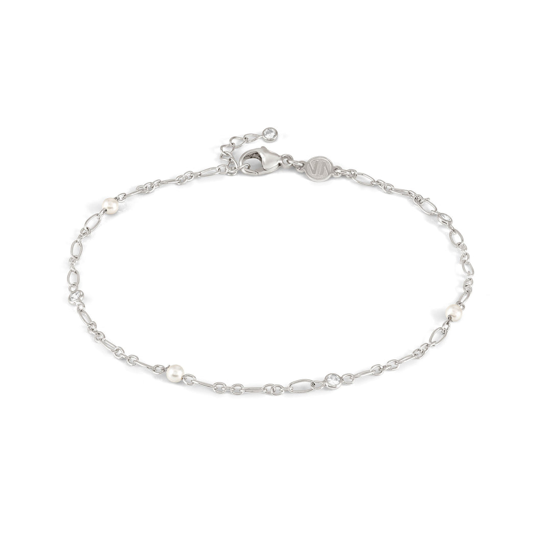 ANKLET 241000/007 SILVER CHAIN WITH WHITE PEARLS