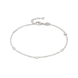 ANKLET 241001/050 SILVER CHAIN WITH MIXED SYMBOLS & CZ