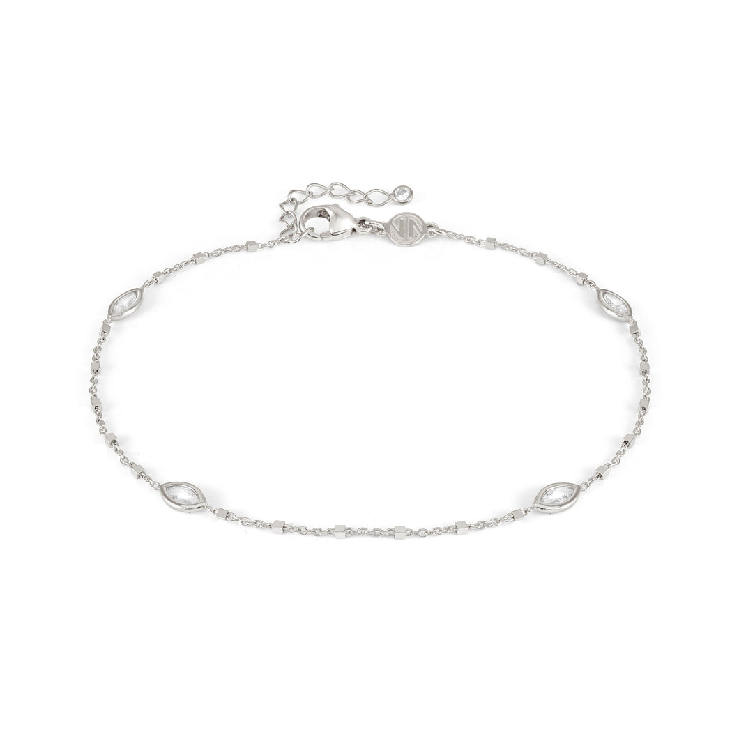 ANKLET 241001/063 SILVER CHAIN WITH MARQUISE CZ