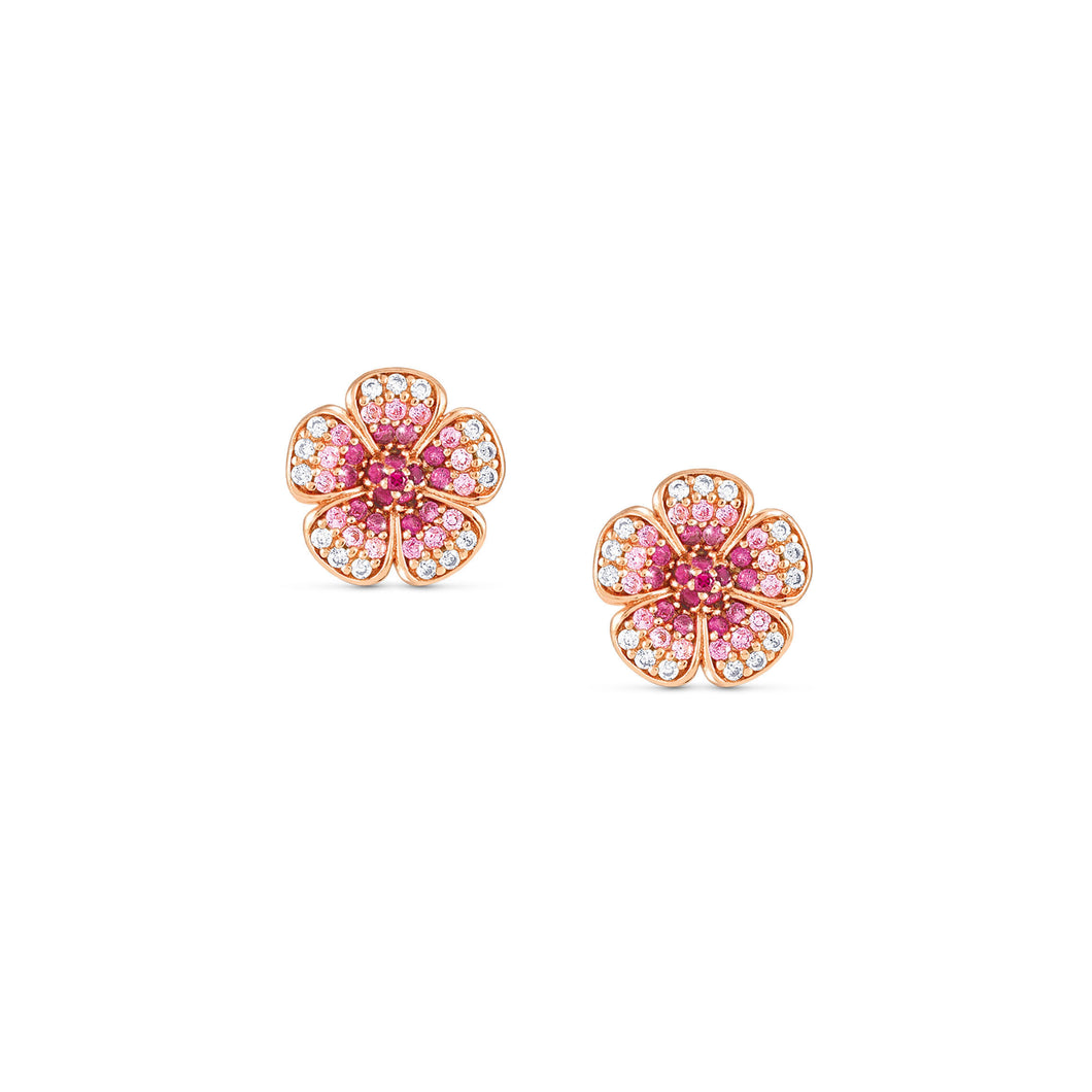 CRYSALIS EARRINGS 241104/010 ROSE GOLD FLOWER STUDS WITH CZ