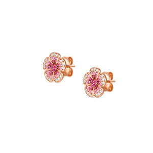 CRYSALIS EARRINGS 241104/010 ROSE GOLD FLOWER STUDS WITH CZ
