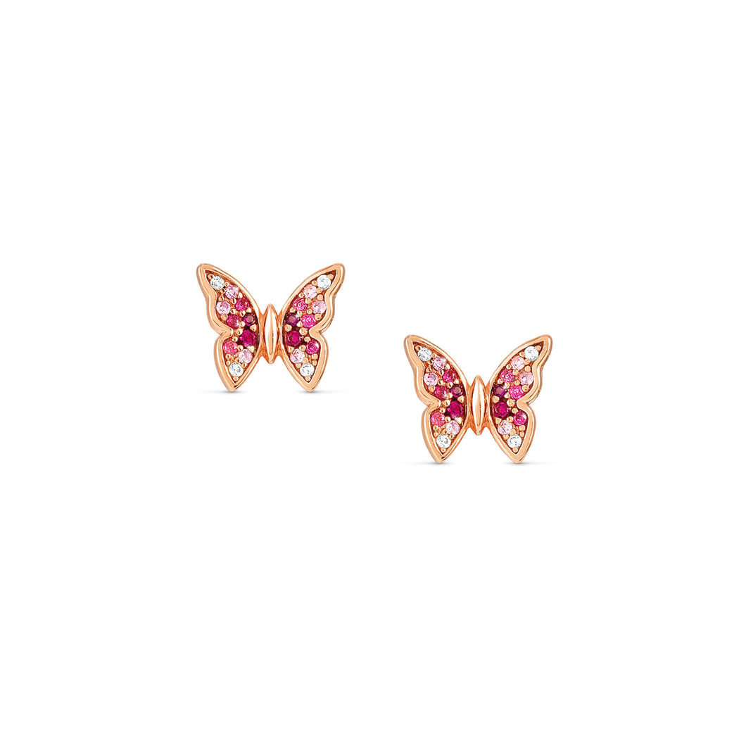 CRYSALIS EARRINGS 241104/040 ROSE GOLD BUTTERFLY STUDS WITH CZ