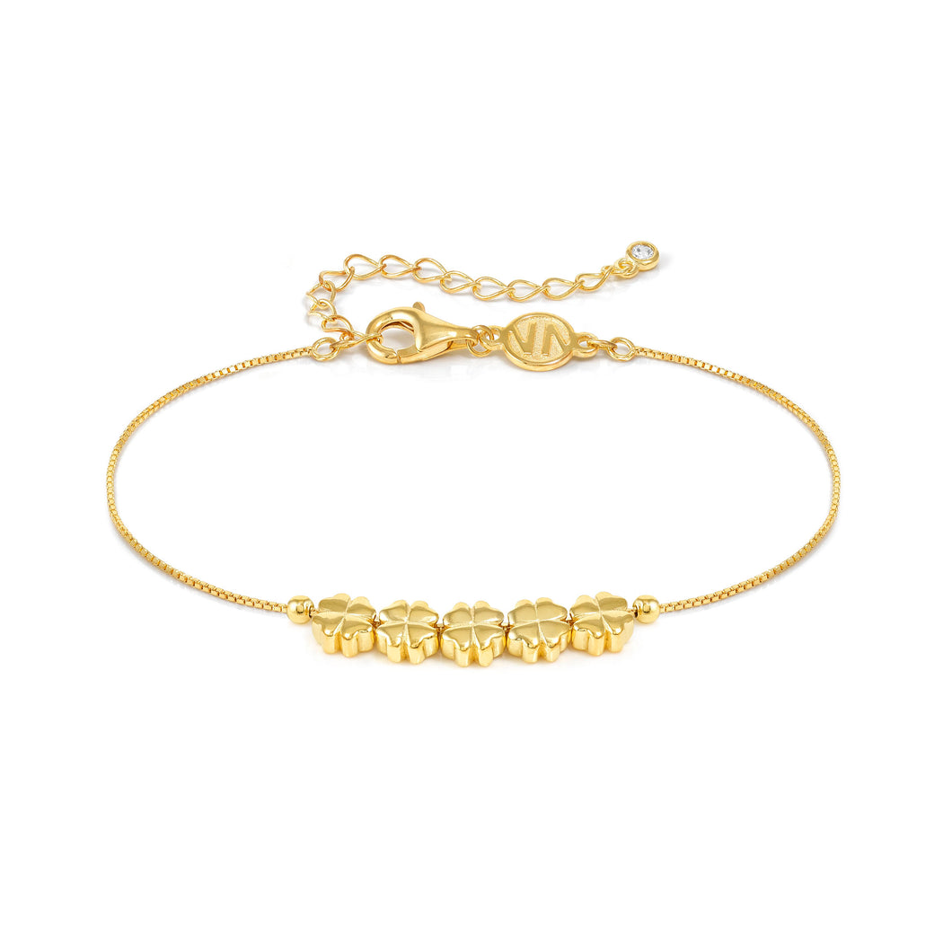 ARMONICA BRACELET 241303/003 GOLD ROW OF FOUR LEAF CLOVERS