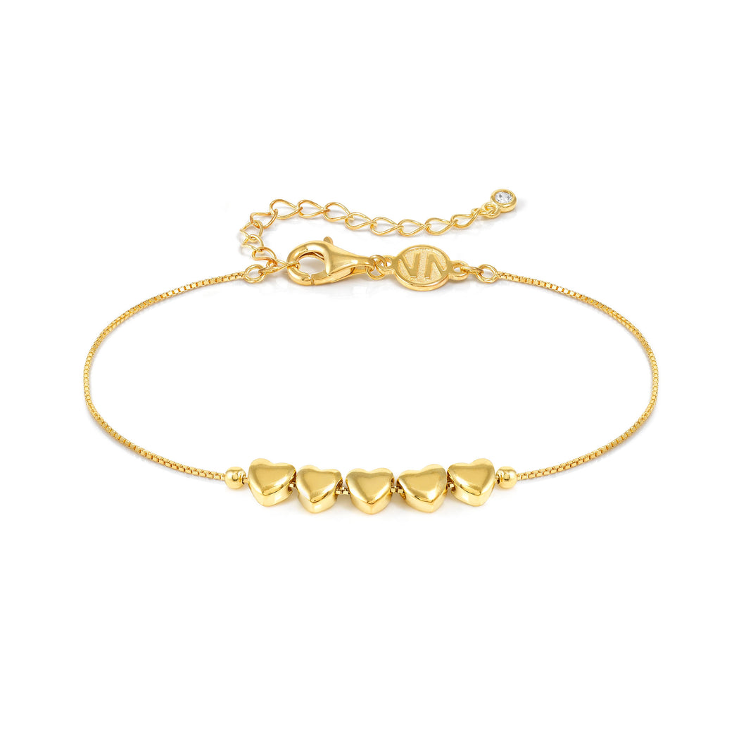 ARMONICA BRACELET 241303/006 GOLD ROW OF HEARTS