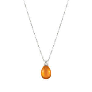 MYRADIANCE NECKLACE 241503/040 AMBER PENDANT WITH CZ