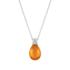 MYRADIANCE NECKLACE 241503/040 AMBER PENDANT WITH CZ