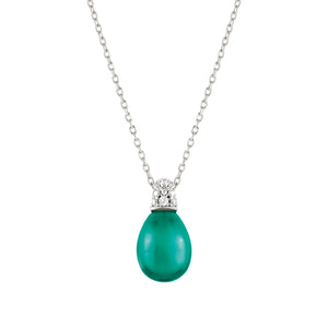 MYRADIANCE NECKLACE 241503/041 GREEN PENDANT WITH CZ