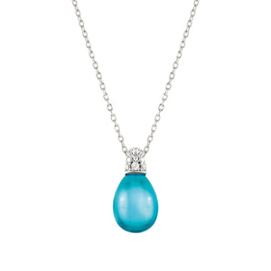 MYRADIANCE NECKLACE 241503/042 BLUE PENDANT WITH CZ