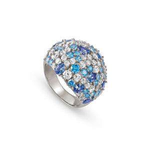 MOSAICA WIDE RING 241601/010 SILVER WITH WHITE & BLUE CZ