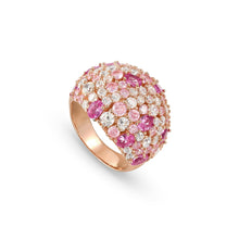 Load image into Gallery viewer, MOSAICA WIDE RING 241601/011 ROSE GOLD WITH PINK &amp; WHITE CZ
