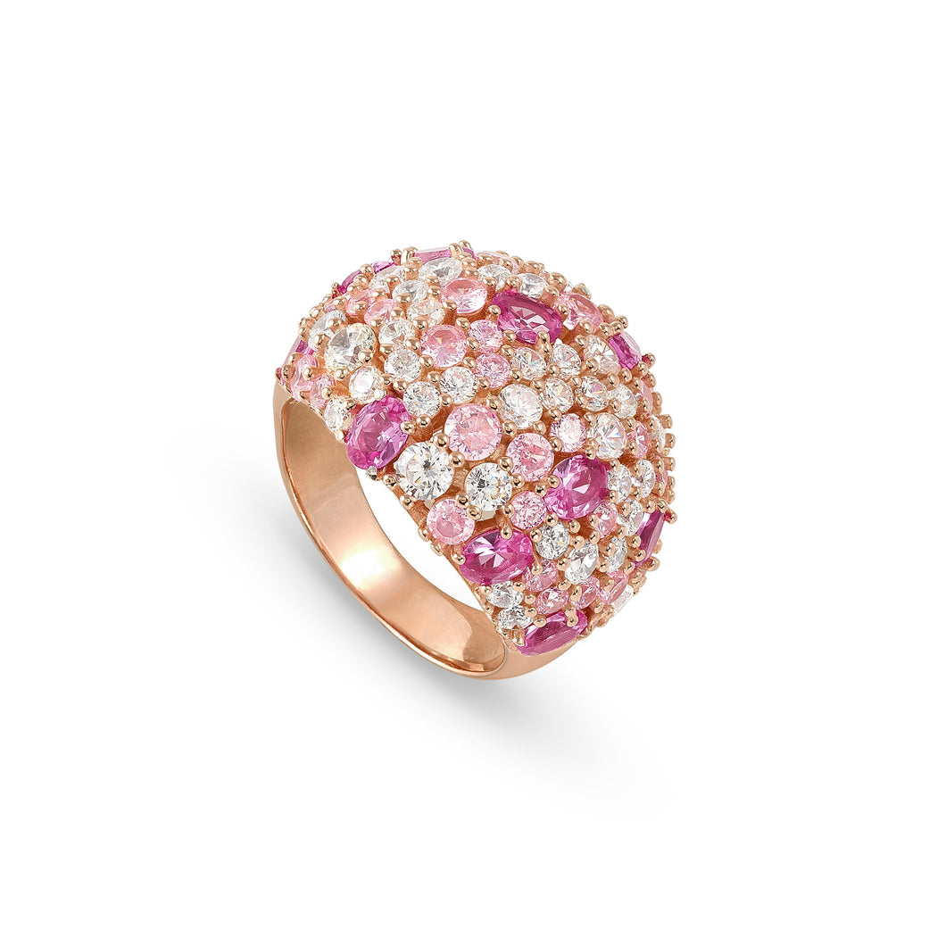 MOSAICA WIDE RING 241601/011 ROSE GOLD WITH PINK & WHITE CZ