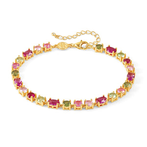 MOSAICA BRACELET 241602/012 18K GOLD, PINK & GREEN CZ