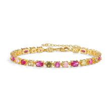 Load image into Gallery viewer, MOSAICA BRACELET 241602/012 18K GOLD, PINK &amp; GREEN CZ
